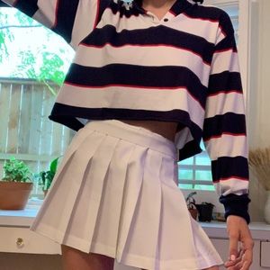 Brandy cropped striped collared long sleeve shirt